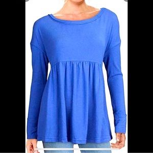 Free People sz XS Forever Your Girl Women's Long Sleeve Babydoll Bluebell